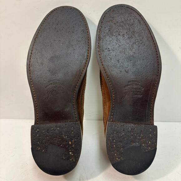 Grant Stone x J. Crew Ludlow Suede Wingtip Longwing Medium Brown Bench Made 7.5 - Picture 11 of 13